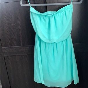 Express Seafoam Teal Strapless Chiffon Dress XS